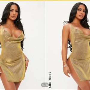 Gold backless dress